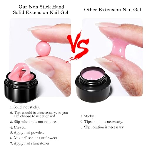 Miniatura 4 de 1 tarro de gel sólido constructor para uñas, gel de extensión de uñas de mano no pegajoso, gel suave para construcción de escultura de uñas 3D,