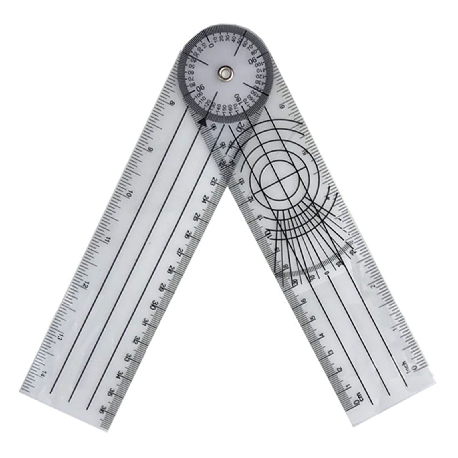 Geometry Measuring Ruler, Frosted Folding Ruler Protractor for Woodworking