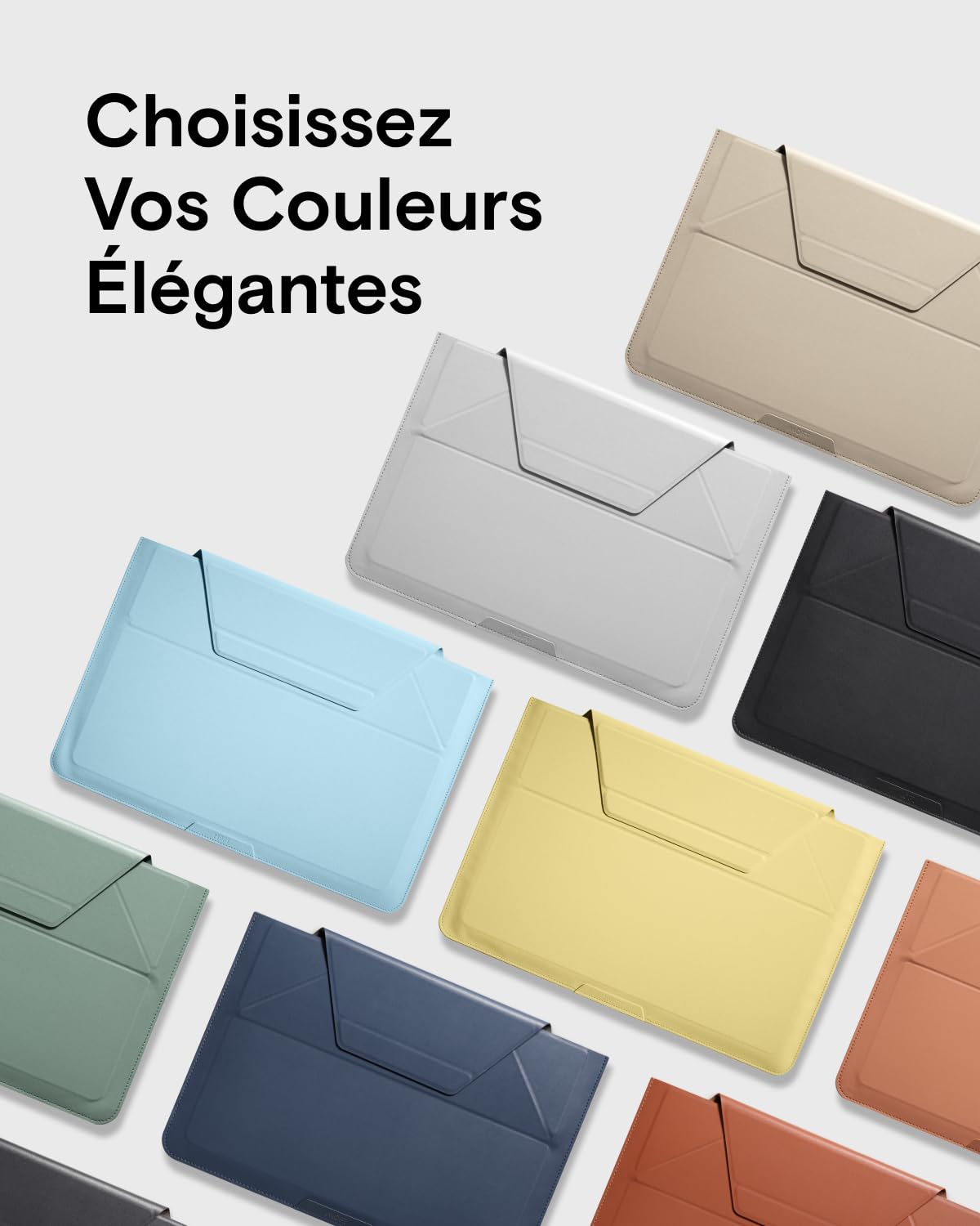 MOFT Housse de Transport pour Ordinateur Portable et Support, Deux Angles réglables, Pièces Ultra Fines pour Ordinateur Portable de 13" et 14", Compatible avec MacBook Pro/Air 2021 et 2022, Noir