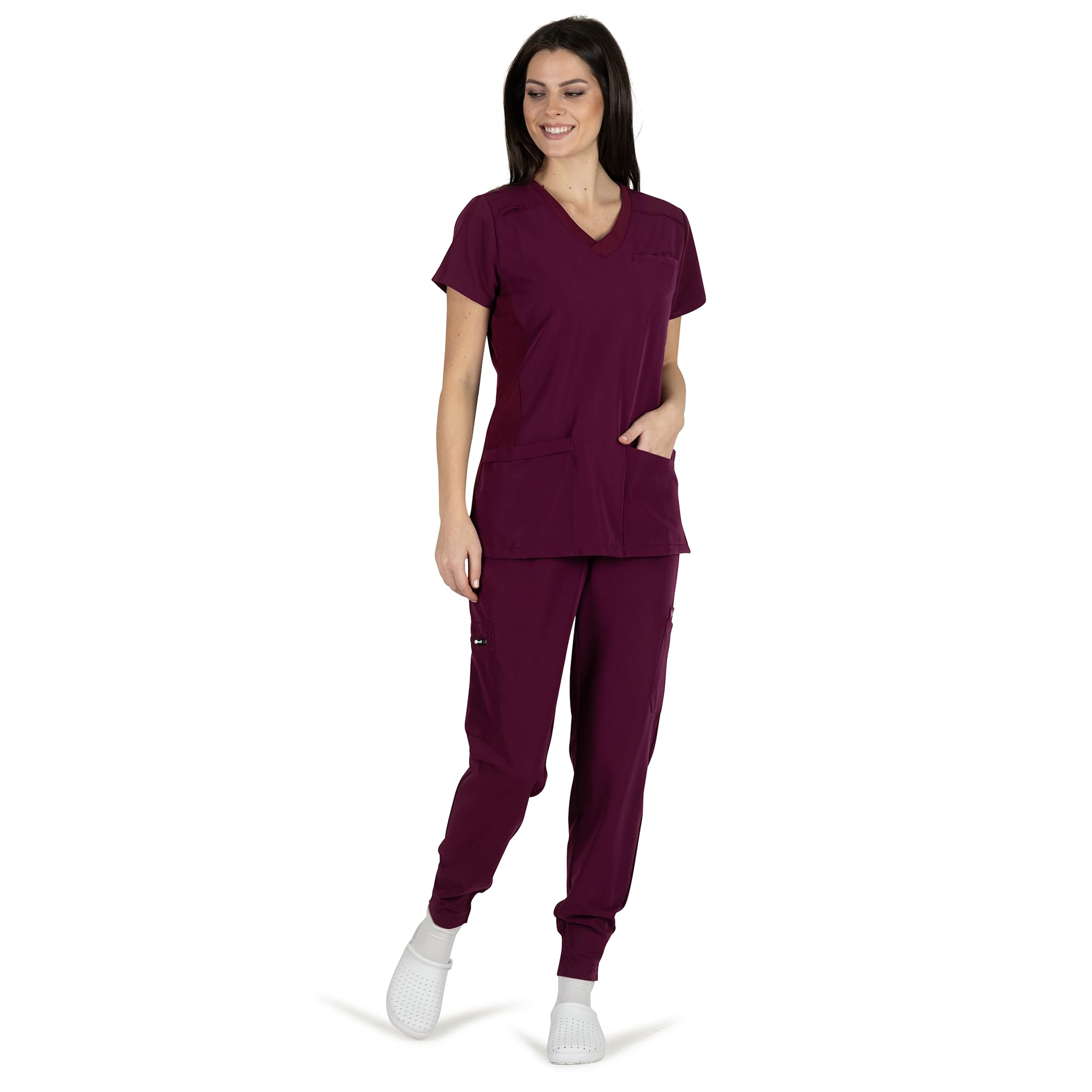 B-well Mauri Pantaloni Infermiere Donna Half-Jogger Pantaloni Sanitari Donna Elastici Pantaloni Medici Donna Spandex con Elastico in Vita