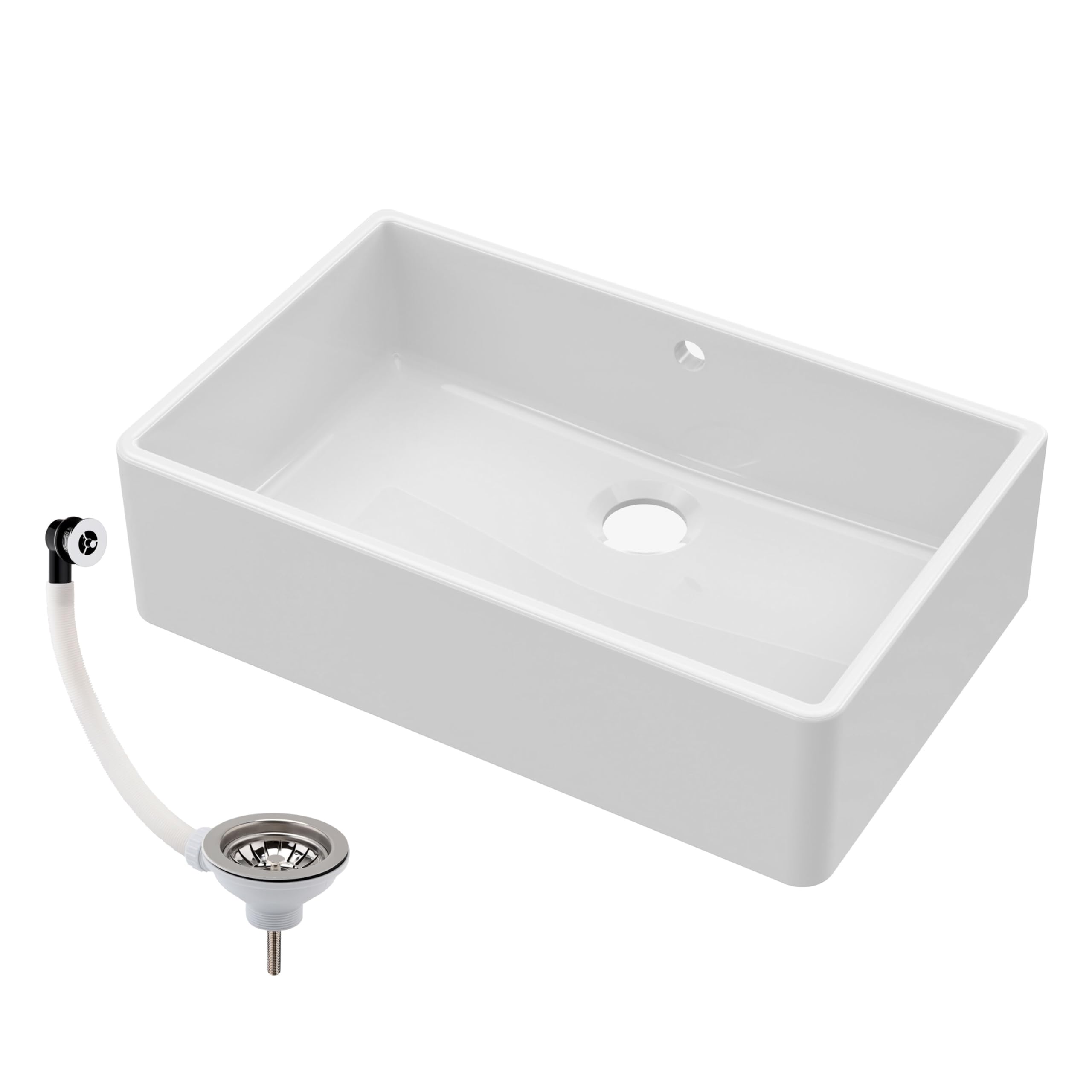 1 Bowl Fireclay Butler Kitchen Sink Overflow & Waste - 795Mm 5056462698779