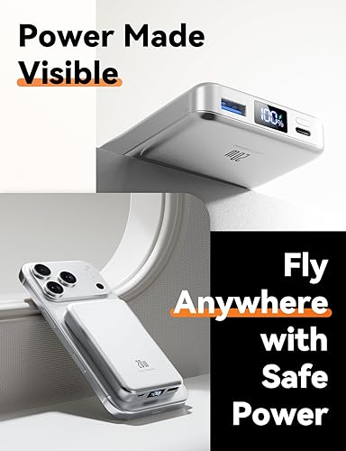 Miniatura 6 de Cargador portátil magnético, banco de energía de 10000 mAh, PD de 20 W de carga rápida para batería Magsafe, cargador inalámbrico esencial de viaje