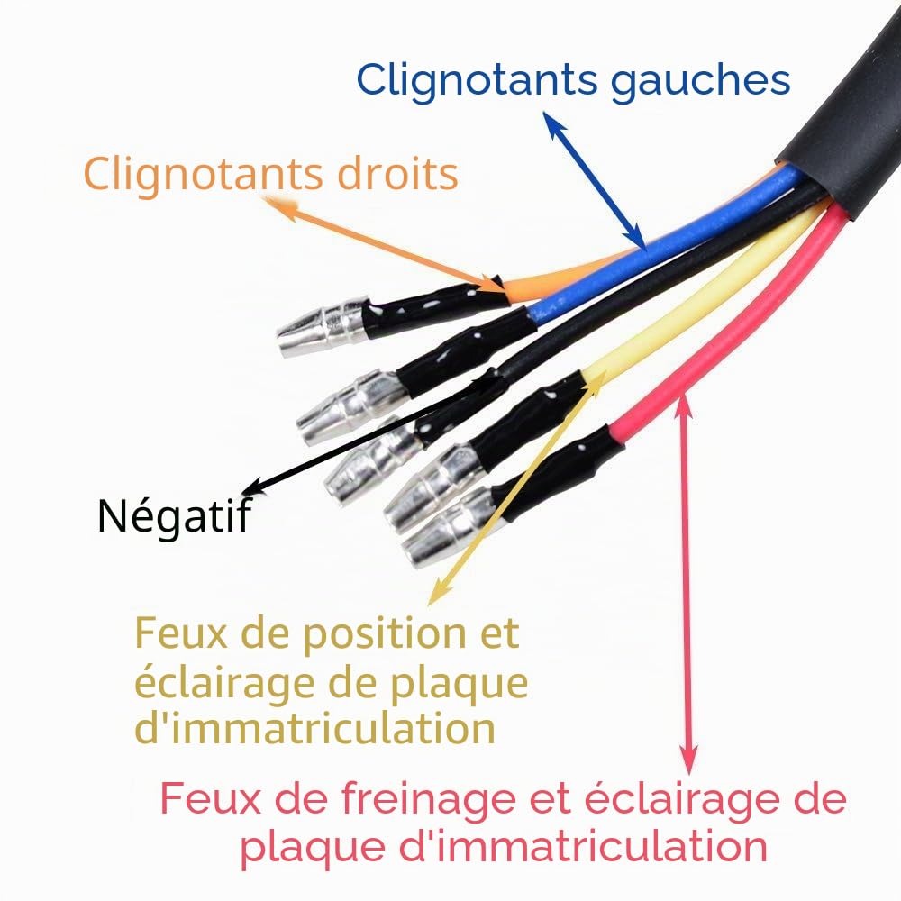 ANKIA Feu arrière 40 LED 40 W pour moto avec feu de stop ou feu de position et clignotant intégré et support pour plaque d'immatriculation pour moto, cruiser, chopper