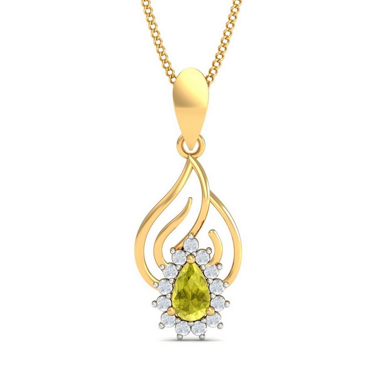 14KT Yellow Gold Pretty Polly Topaz Pendant for Women-image-9