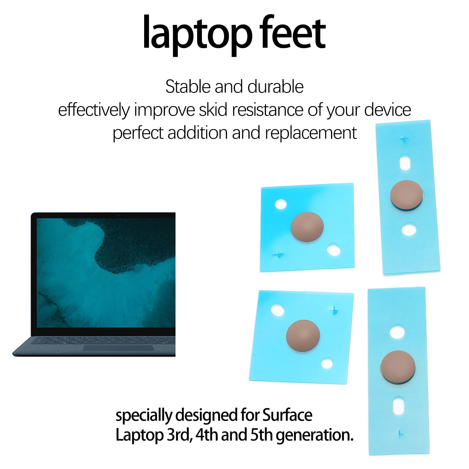 Laptop Rubber Feet, Non Slip Replacement Bottom Case Feet for 3/4/5, with Tool Kit, Laptop Accessories Kit (Rose Gold)