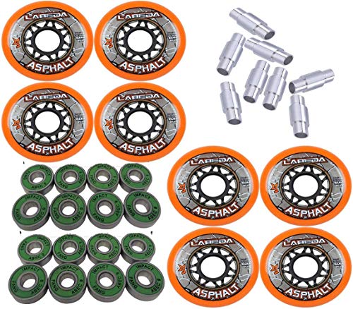 Labeda Asphalt Outdoor Inline Hockey Wheels (80mm, 8-Pack W/Bearings and Spacers)