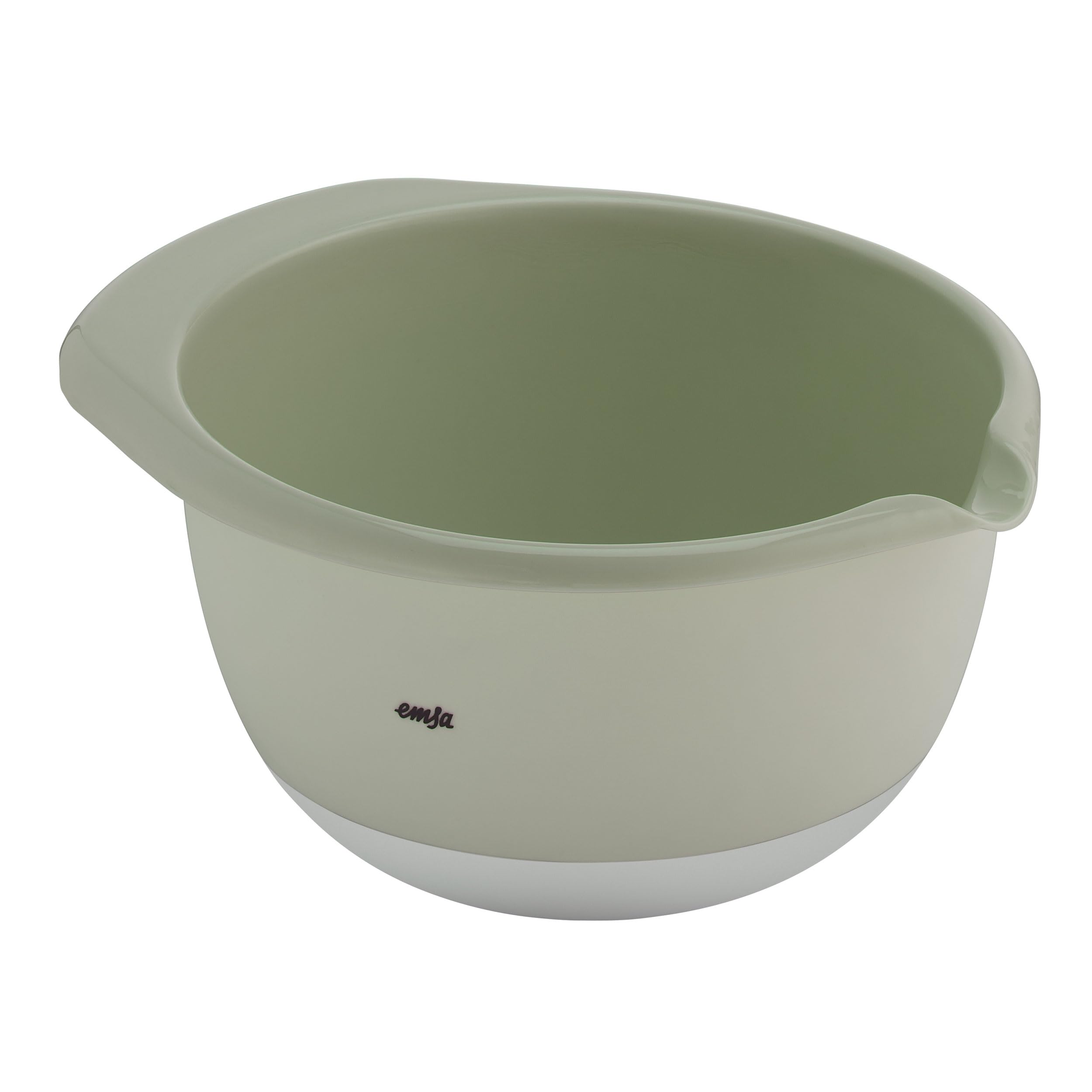 Emsa Prep&Bake Plastic Mixing Bowl, 2.8 litres, Non-Slip Base, Pouring Rim, Stackable, Green, K3242834