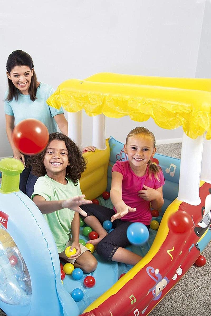 Bestway Fisher-Price aufblasbare Dampflok mit Bällebad inklusive 25 bunten Spielbällen, 132x94x89 cm, bunt 93537