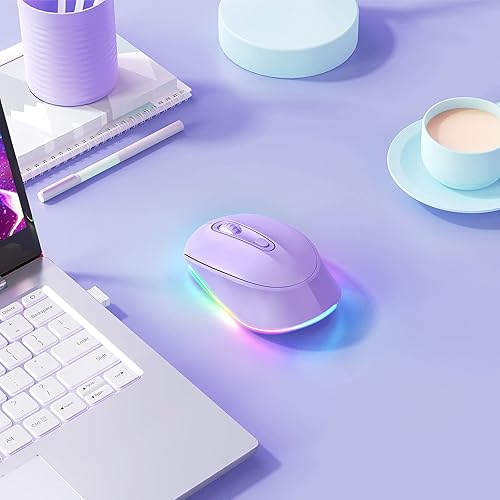 Miniatura 6 de seenda Wireless Mouse Rechargeable Light Up Mouse for Laptop Small Cordless Mice with Quiet Click LED Rainbow Lights for Kids Chromebook Windows Mac