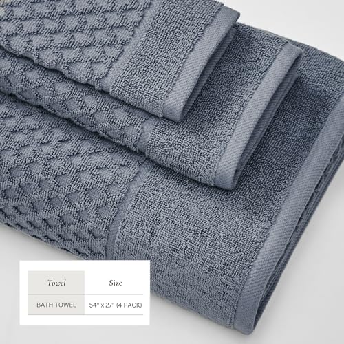 Serviettes de bain de qualité supérieure en coton bleu Grayson