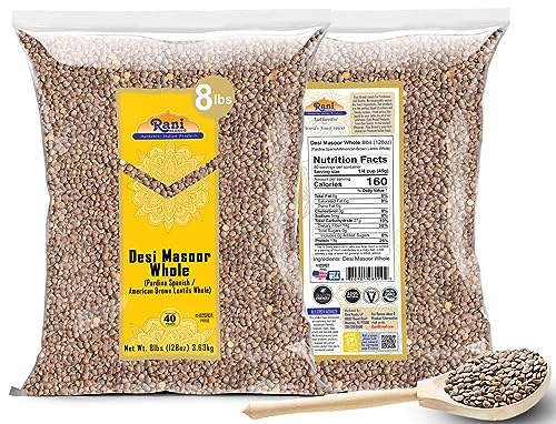 Image of Rani Desi Masoor (Masur) Whole 128oz (8lbs) 3.63kg (aka. Pardina Spanish /American Brown Lentils Whole) Bulk ~ All Natural | Vegan | NON-GMO | Kosher | Gluten Friendly | Product of USA