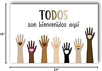 Vista 4 de Jinniee Póster Diversidad Arte Español Todos Son Bienvenidos Decoración de Aula 16x24 Pulgadas