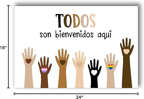 Miniatura 4 de Jinniee Póster Diversidad Arte Español Todos Son Bienvenidos Decoración de Aula 16x24 Pulgadas