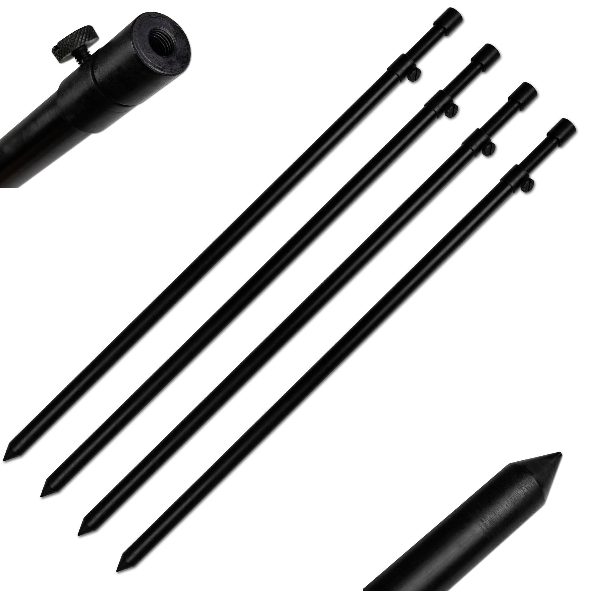 3er/4er Set Bankstick Alu Stormpole 40-70cm/60-105cm/80-140cm 19/16mm schwarz Erdspeer Erdspieß