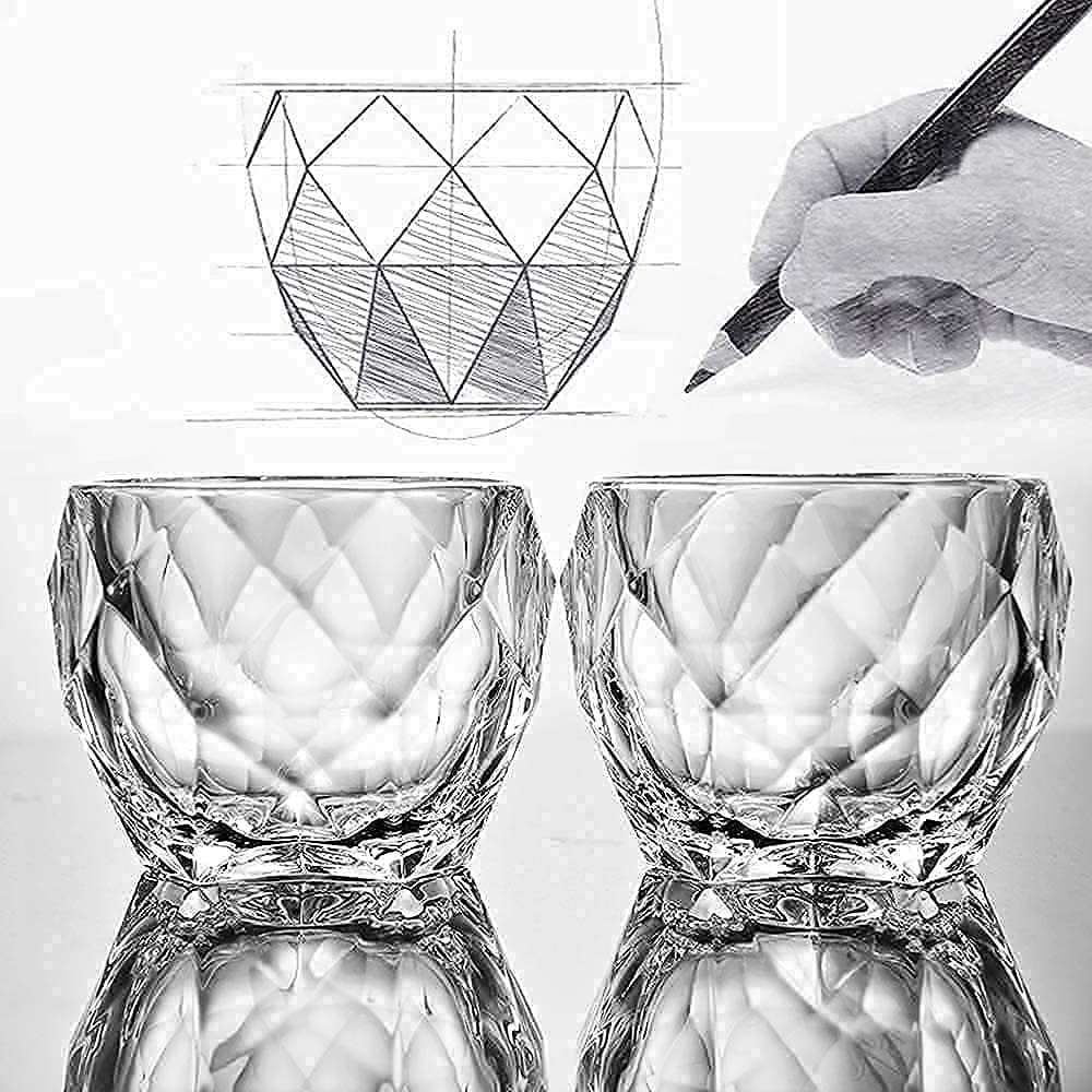 MZP Italin Premium Luxury Crystal Whiskey Glasses Set of 12 pcs- 300 ml Bar Glass for Drinking Bourbon, Whisky, Scotch, Cocktails, Cognac- Old Fashioned Cocktail Tumblers. (Giant) (300 ml, 12) 2