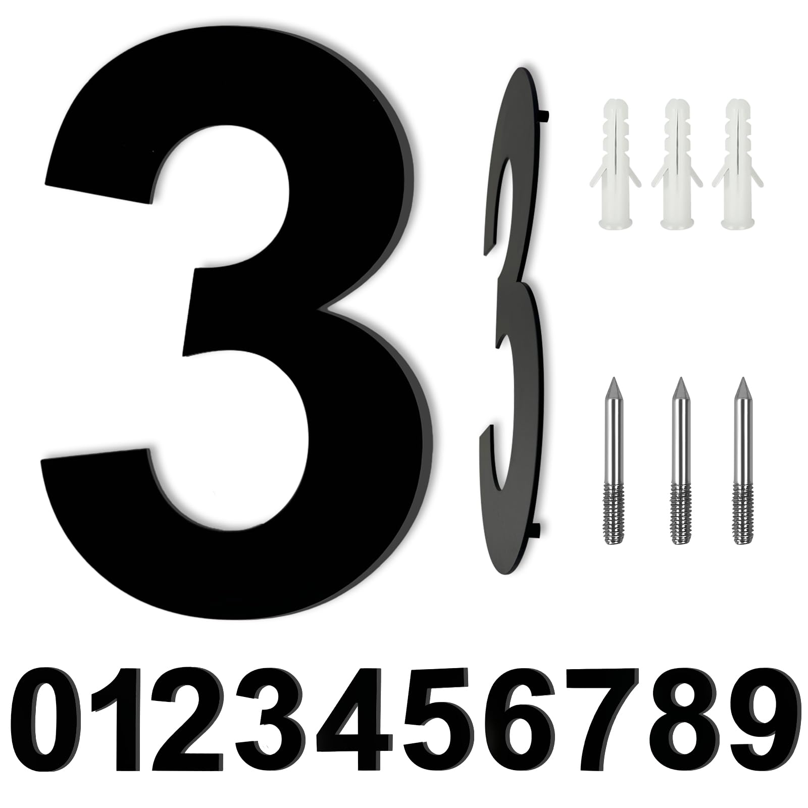 LUCKNIGHT House Numbers, Large Metal House Numbers, Floating Door Number, Made of Solid Stainless Steel, Flush Mount