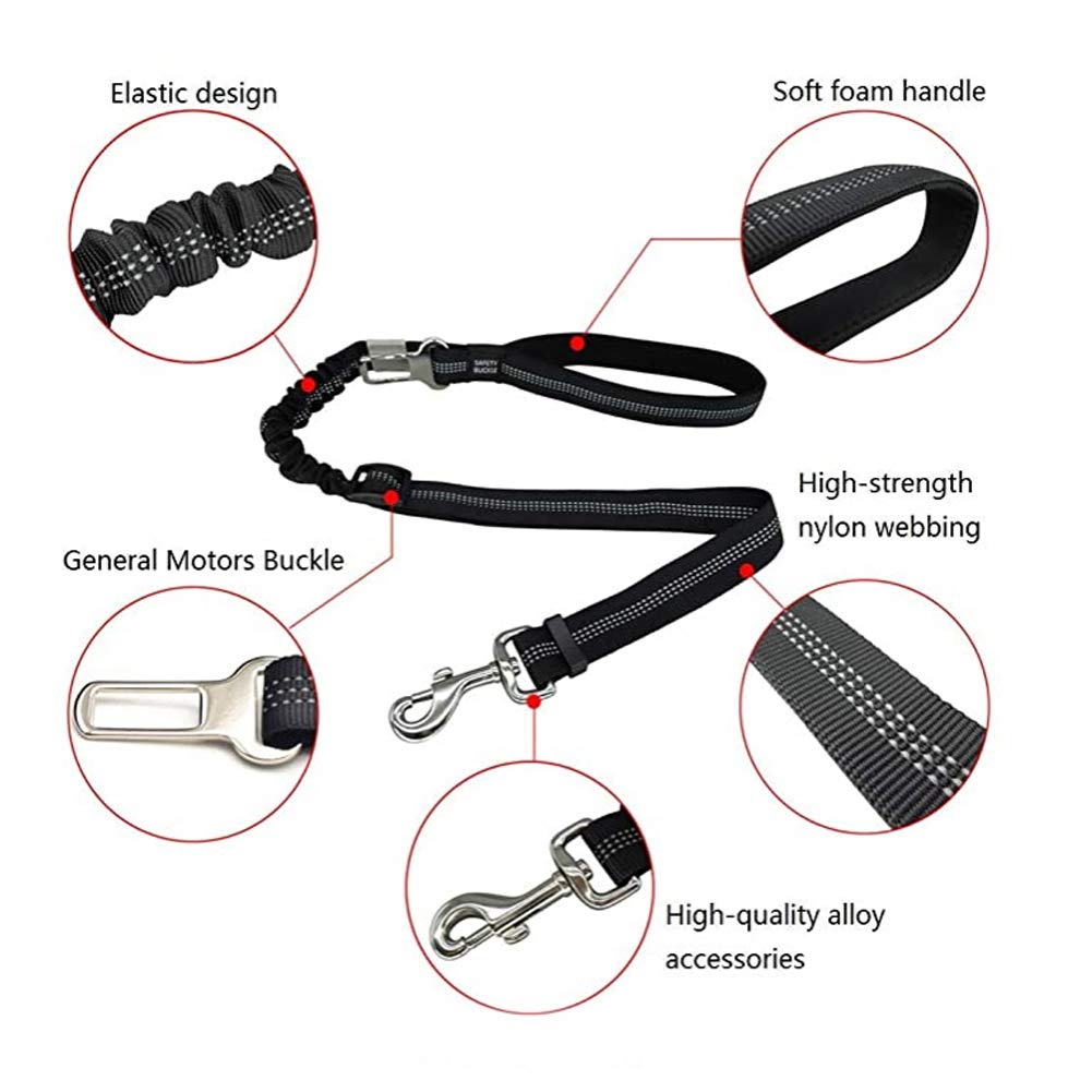 Laisse Extensible pour Chien avec Boucle de Ceinture de sécurité pour Voiture et Voiture