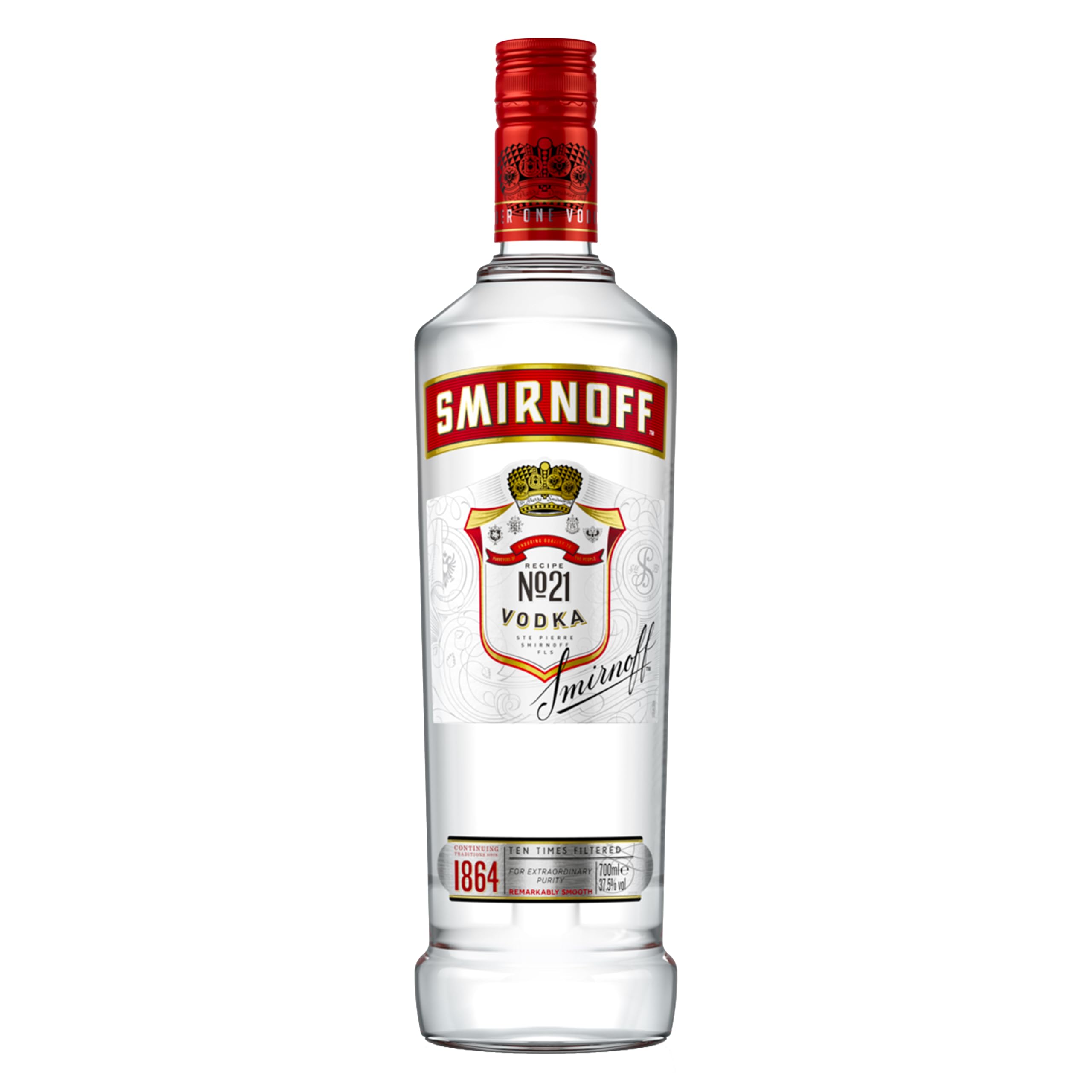 Smirnoff No. 21 Vodka | 37.5% vol | 70cl | Triple Distilled & 10 x Filtered | Premium Vodka Made in Great Britain | Smooth with a Hint of Sweetness & Pepper