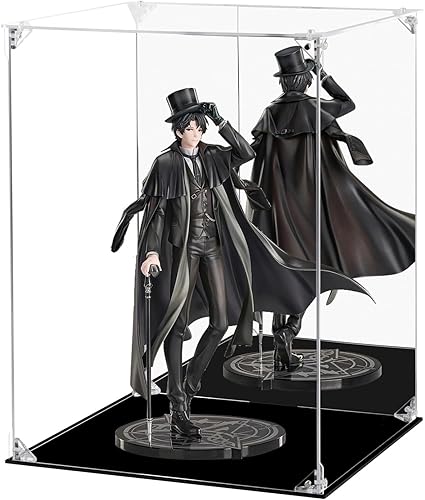 Miniatura 8 de Vitrina de acrílico transparente para figuras de acción con parte trasera espejada, caja de almacenamiento a prueba de polvo, estuche de vidrio