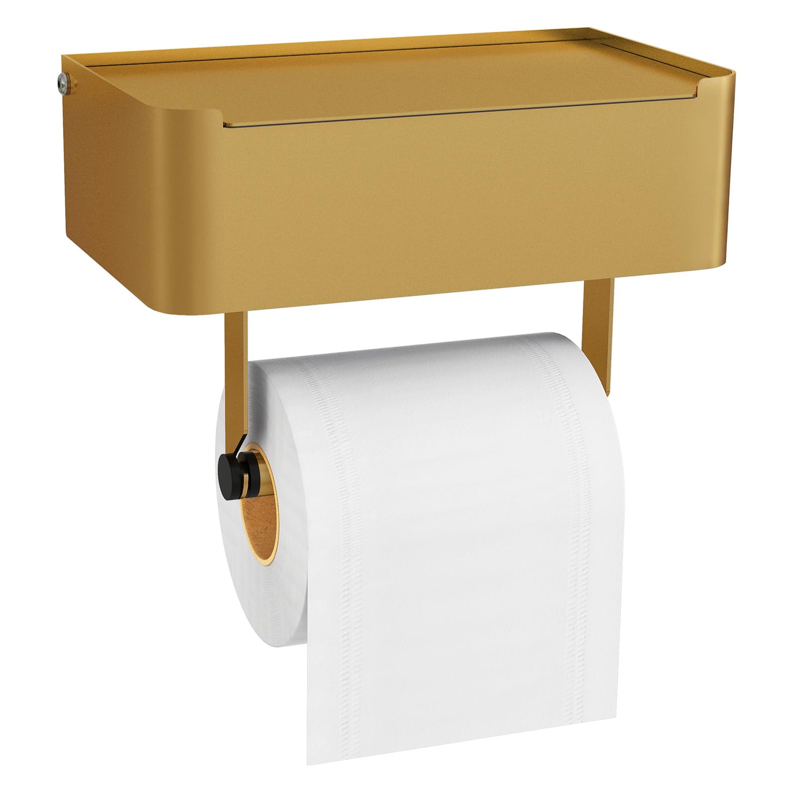 Caja para toallitas húmedas y papel papel higiénico Gypie sin taladrar, soporte dorado y acero inoxidable