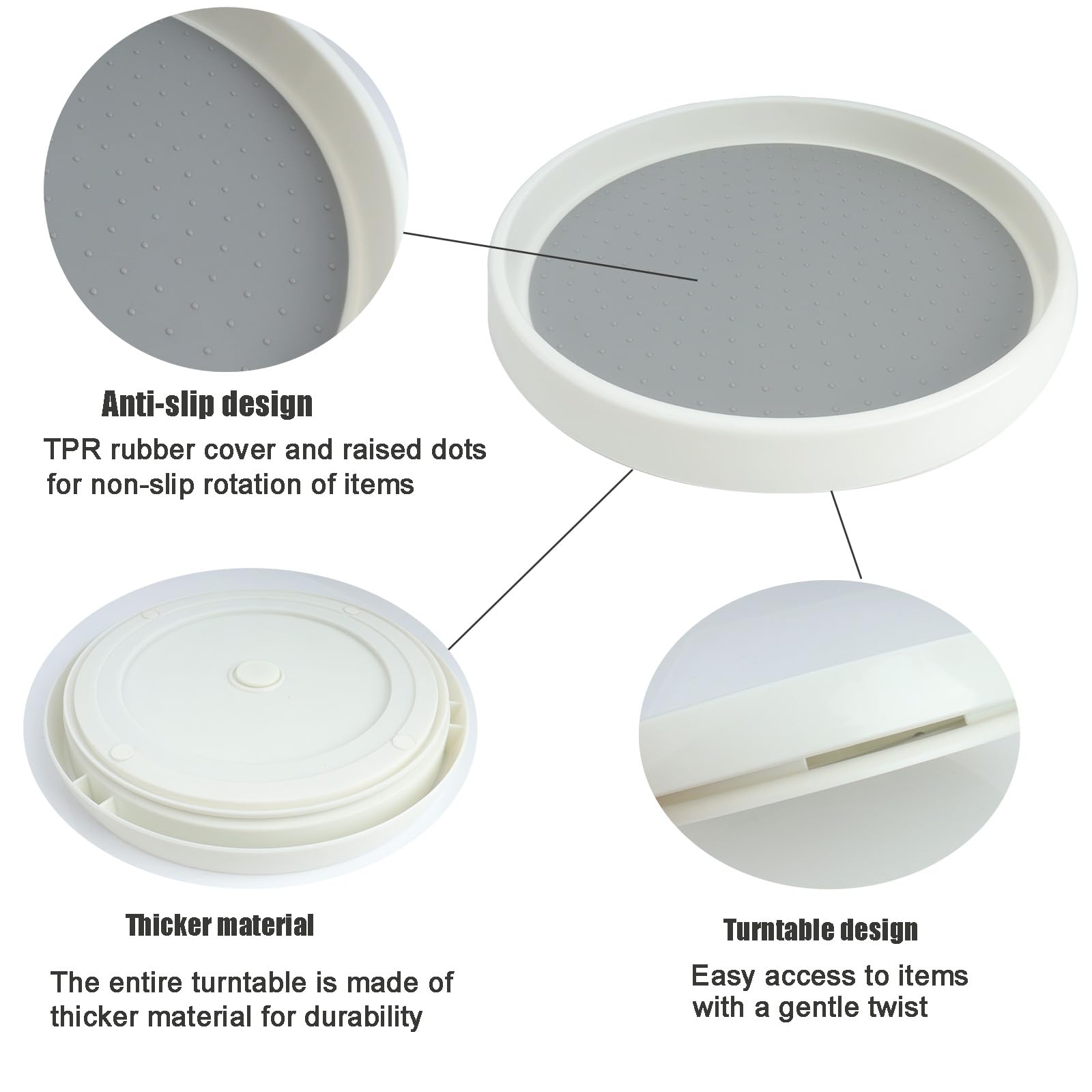 Lazy Susan - Juego de 2 organizadores giratorios de 30 cm, estante giratorio para especias para cocina, encimeras, mesas, estantes y neveras, sin BPA