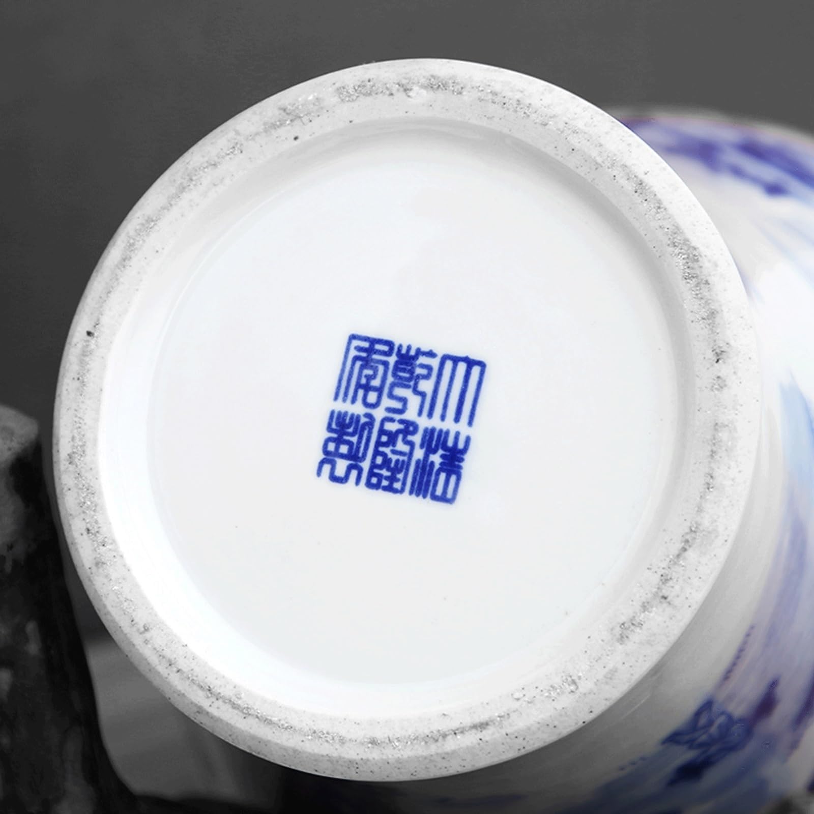 EYPKPL Porzellan-Ingwerglas mit Deckel, blaues und weißes Tempelglas, chinesisches Landschaftsmuster, Keramikglasvase mit Sockel, Vorratsglas, traditionell