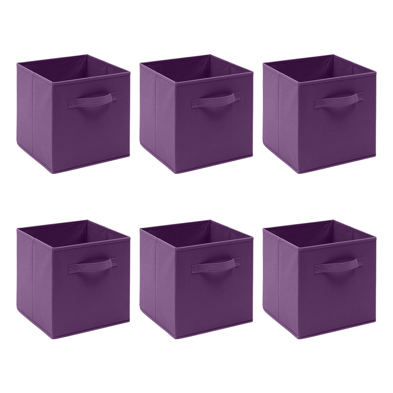 Pantanal 2 PCS Folding Collapsible Storage Cube Boxes with Handle for Kids Toy Clothes, Foldable Canvas Unit Cube Organiser Basket Bin for Nursery Children Bedroom Wardrobe (Purple, Pack of 6) — image 1