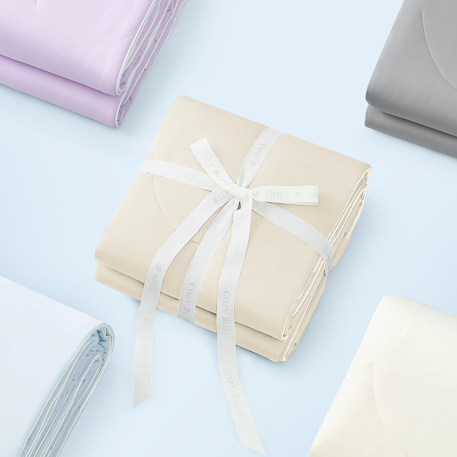 Cozy Bliss Cooling Comforter King Size, Reversible Lightweight Cooling Blankets for Hot Sleepers and Night Sweats, Q-Max>0.45 Soft Breathable Silky Smooth Summer Comforter, Khaki, 106"x90"