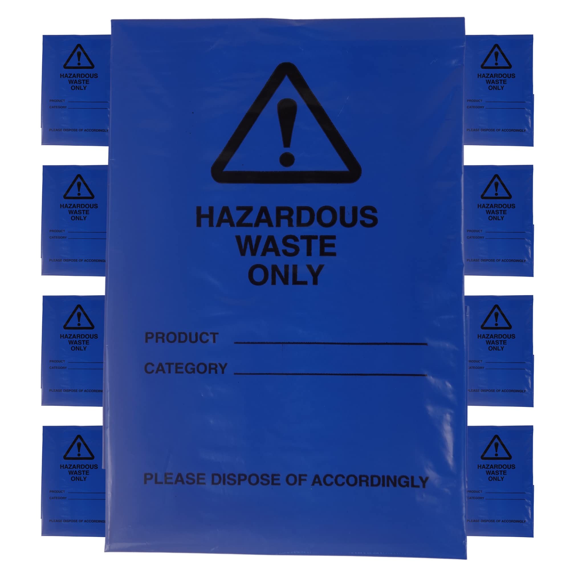 Hazardous Waste Bags - Blue - Pollution Control, Dangerous Waste Disposal, Clear and Easy to Identify, Hard Wearing, Domestic & Commercial Use, High Strength, Quality Sack (10)