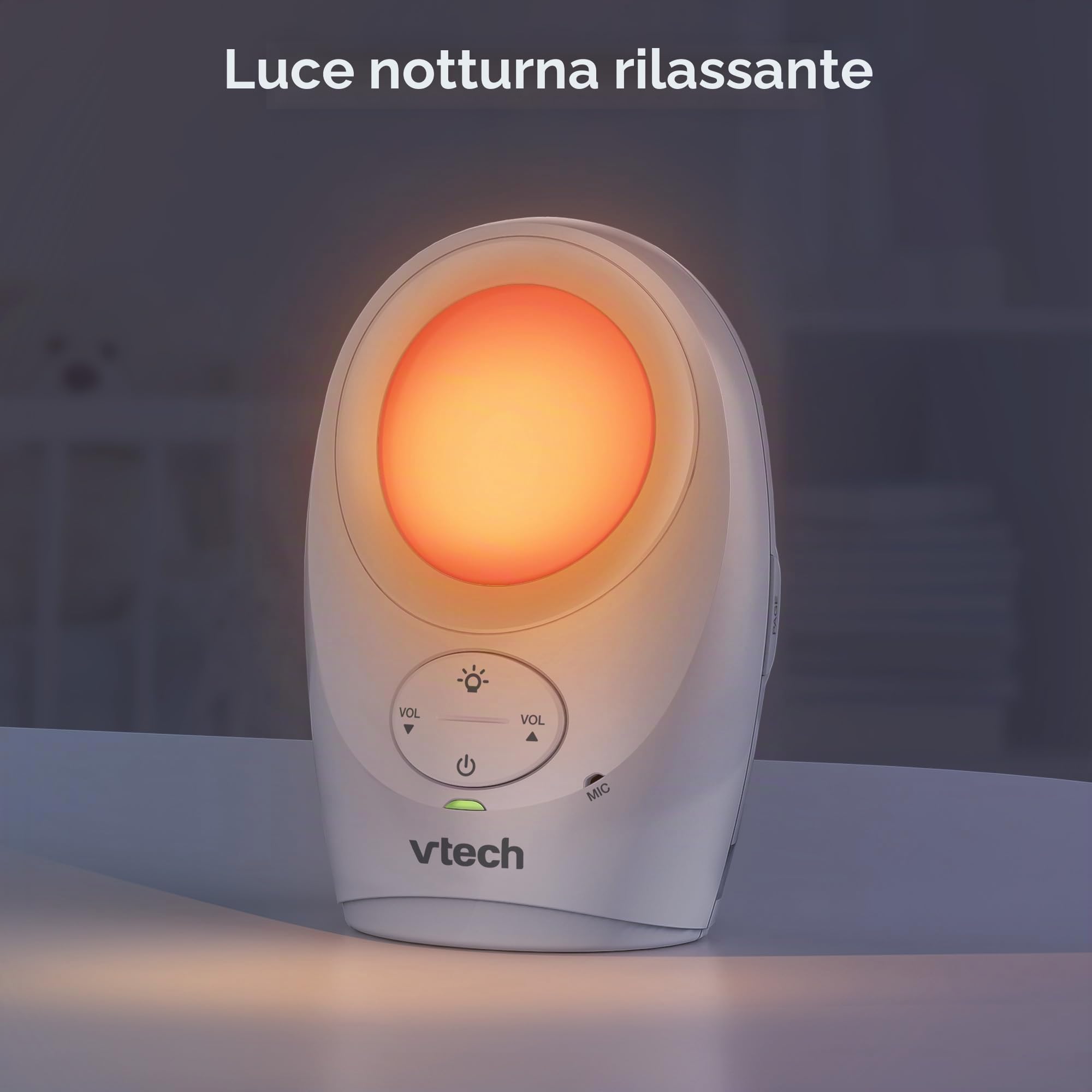 VTech DM1211 - Baby monitor audio a lungo raggio, baby monitor con conversazione a 2 vie, display del livello di rumore, sensore di temperatura, suoni rilassanti, clip da cintura