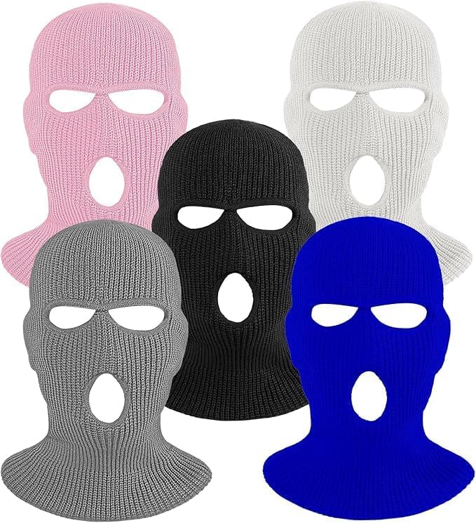 3 Hole Winter Knitted Mask, Full Face Cover Ski Scarf Mask Warm Balaclava for Adult Skiing, Motorcycle, UV Protection,Wind Protection