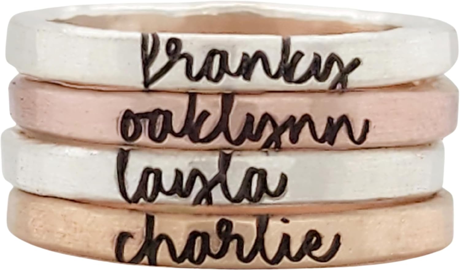 Going Golden Personalized Handwriting Name Ring for Women – Custom 2mm Stacking Ring, 14K Gold Filled, Rose Gold, Sterling Silver or Solid Gold – Handmade Minimal Script Jewelry