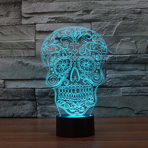 Preisvergleich Produktbild Kreatives künstlerisches 3D-Totenkopf-Nachtlicht, Illusionslampe, 7 Farbwechsel, LED-Touch-USB-Tischgeschenk, Kinderspielzeug, Dekoration, Weihnachten, Valentinstag Geschenk