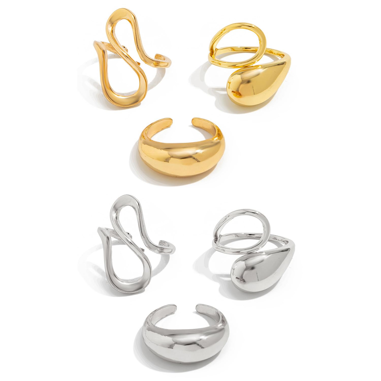 Combo Set Gold and Silver Plated Rings for Women and Girls Latest Stylish-image-32