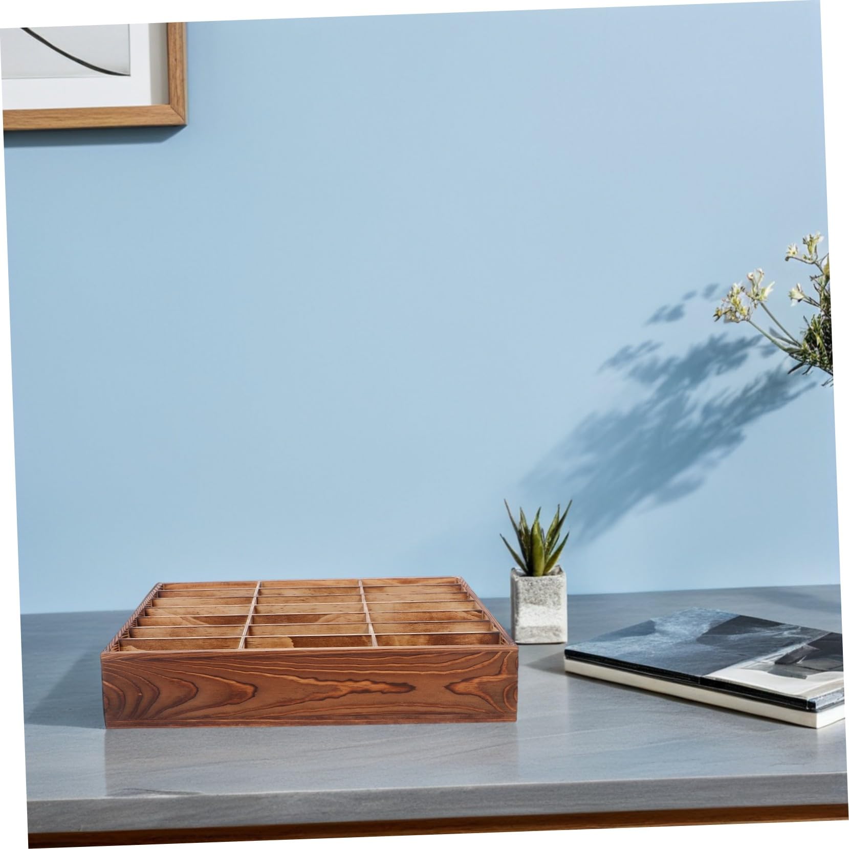PartyKindom Organizzatore da Scrivania in Legno Naturale 21 Scomparti, Porta Cellulare Multifunzione per Aula e Ufficio Design Raffinato e Funzionale