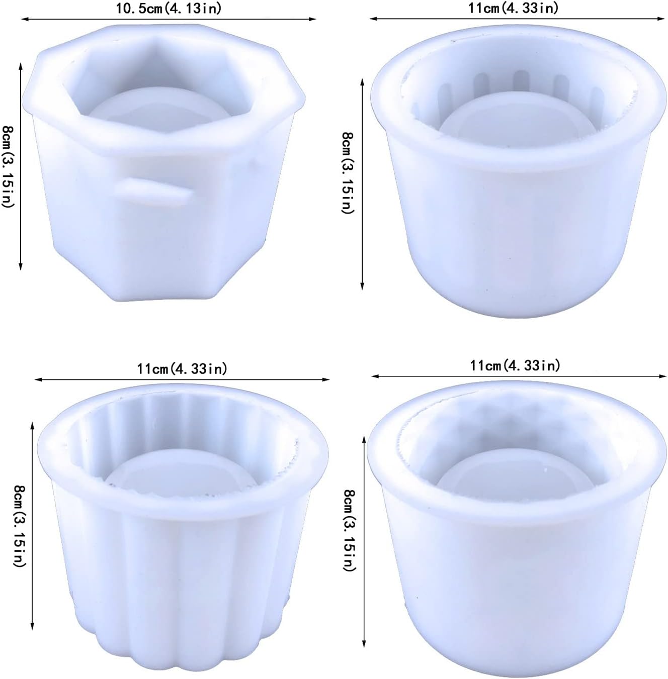 Silicone Mold 4X Cylinder Flower Cement Mold Garden Planter Concrete Silicone Mold for Handmade Jar Storage Box Plaster Resin Mold, 8x11cm, Blue