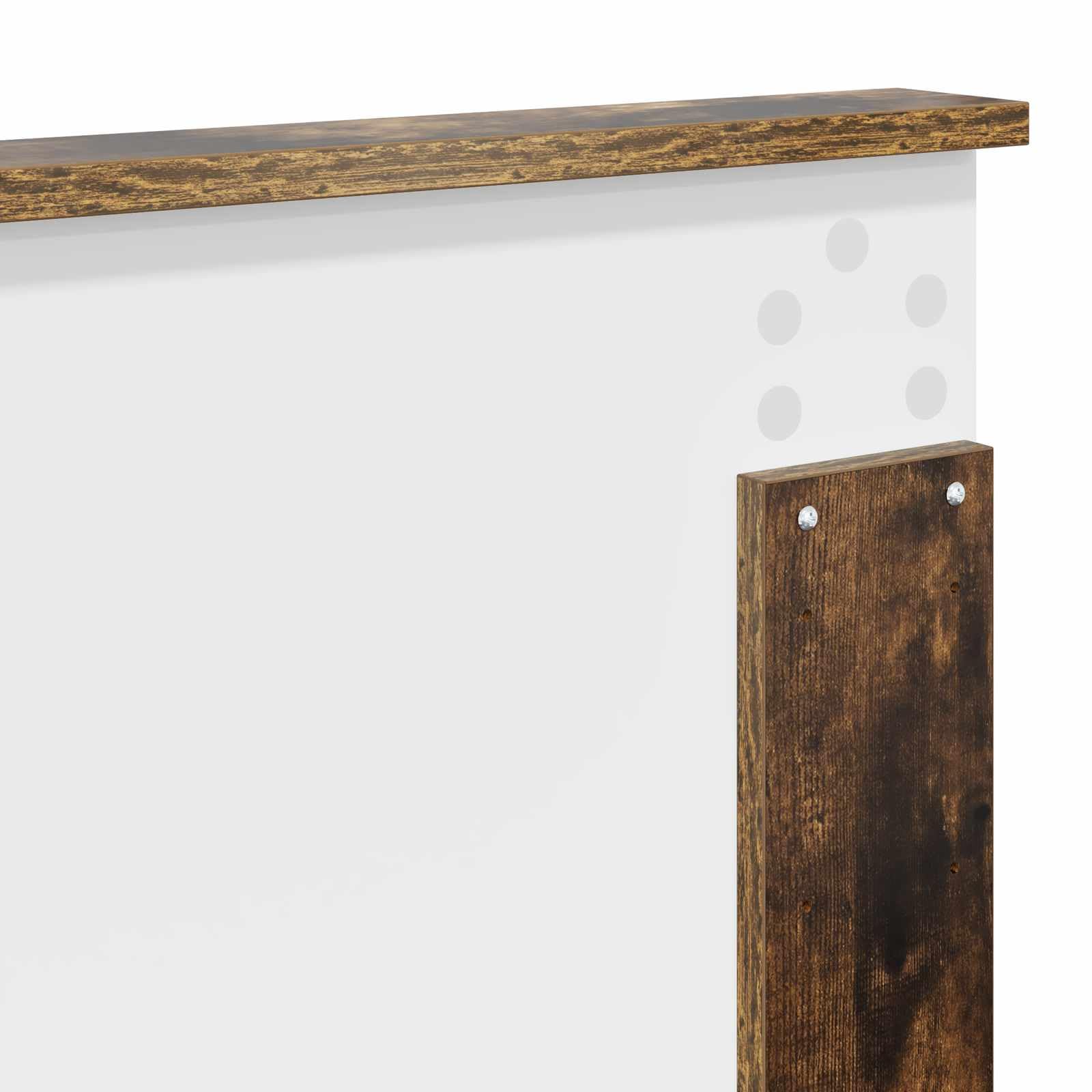 Rama łóżka z materiału drewnopochodnego z wędzonego dębu 120 x 200 cm z regulowanym zagłówkiem, kwadratowymi nogami, trwała, nowoczesna konstrukcja, nadaje się do łóżka podwójnego