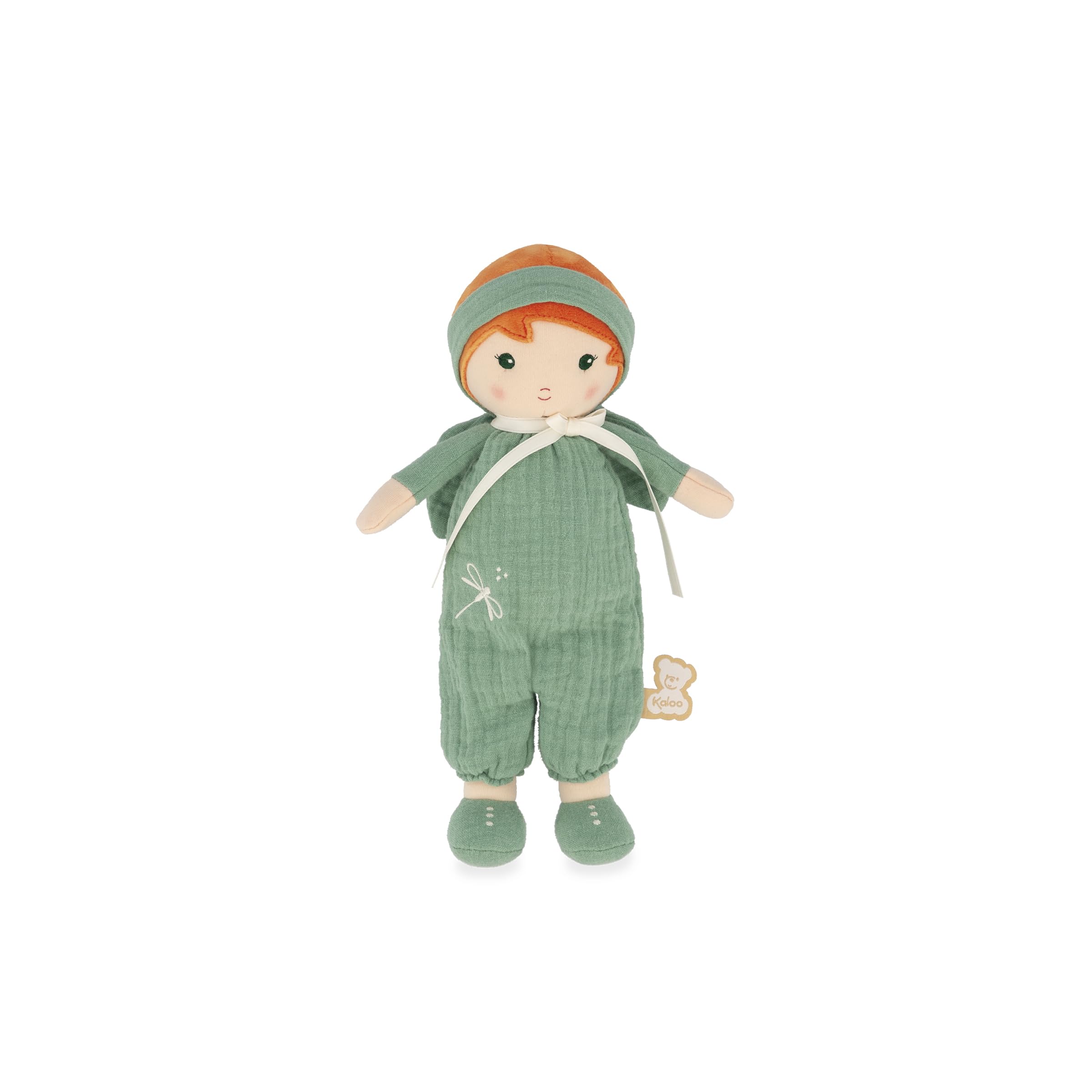 KALOO - Tendresse - My First Rag Doll Olivia - 25 cm Large Doll - Muslin Jumpsuit - Pretty Gift Box - Personalised Ribbon - From Birth, K200010