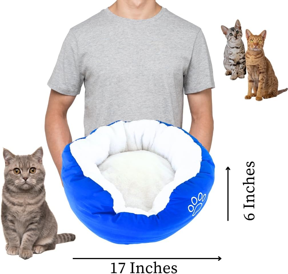 review Evelots Cat Bed, Plush Round Cat Beds for Indoor Cats, Ultra Soft & Machine Washable, Removable Comfy Cushion, Calming Pet Bed, Assorted Colors