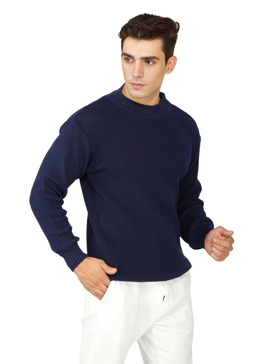 Men's Wool Blend Winter Sweater | Stylish Mock Full Sleeve Pullover High Neck Casual & Office Wear Winterwear-image-16