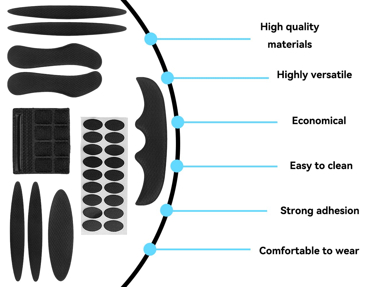 kit imbottitura casco da bicicletta,imbottitura universale per casco in schiuma per bicicletta,imbottitura di ricambio per in spugna(nero)