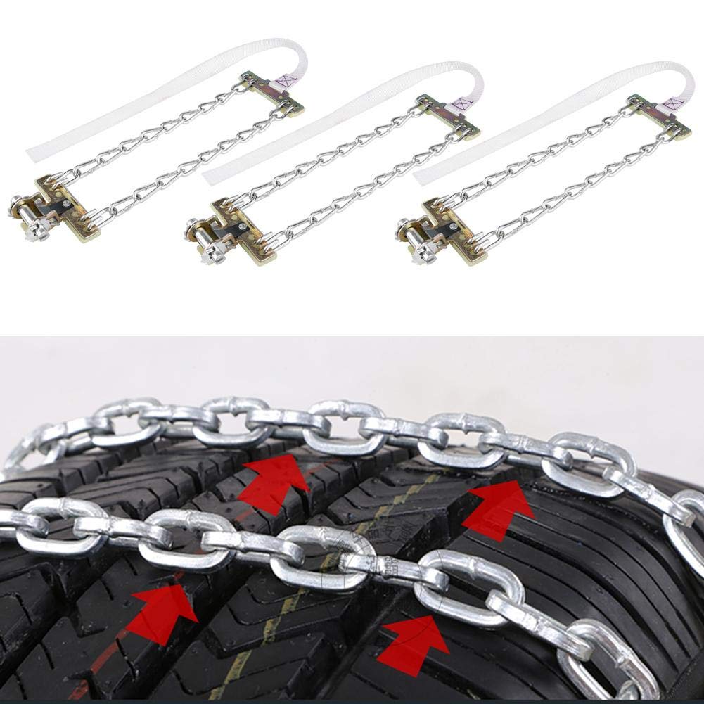 EVGATSAUTO Reifen Anti-Rutsch-Ketten, 3 Stück Anti-Rutsch-Schlamm Schnee Reifen Reifen Kette Winter Security Reifengürtel für PKW LKW SUV Oxford Stoff, Stahl(M.)