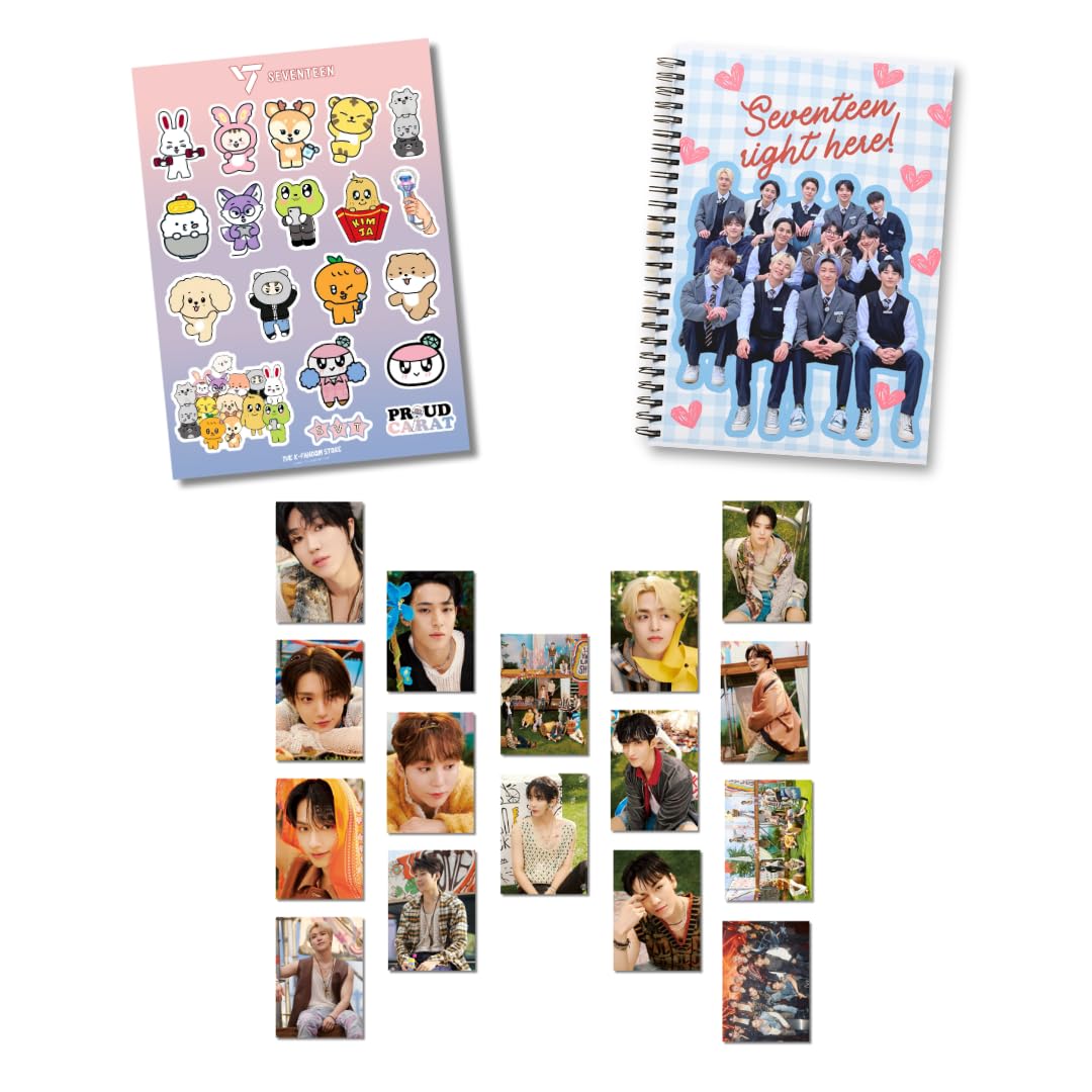 Seventeen K-Pop Combo Pack with Notebook, Sticker Sheet & 16