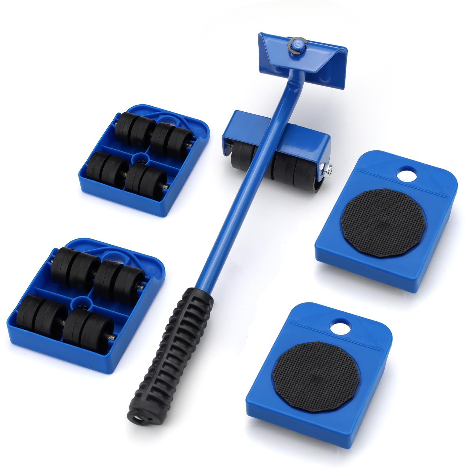 Yitexin Blue 5-Pieces Furniture Lift Mover Tool Set Up To 330 Lbs, Appliance Movers Sliders With 4 Wheels & Lever, Heavy Duty Furniture Lifter And Moving Dolly Sliders For Home Office Sofa Fridge (Blue)