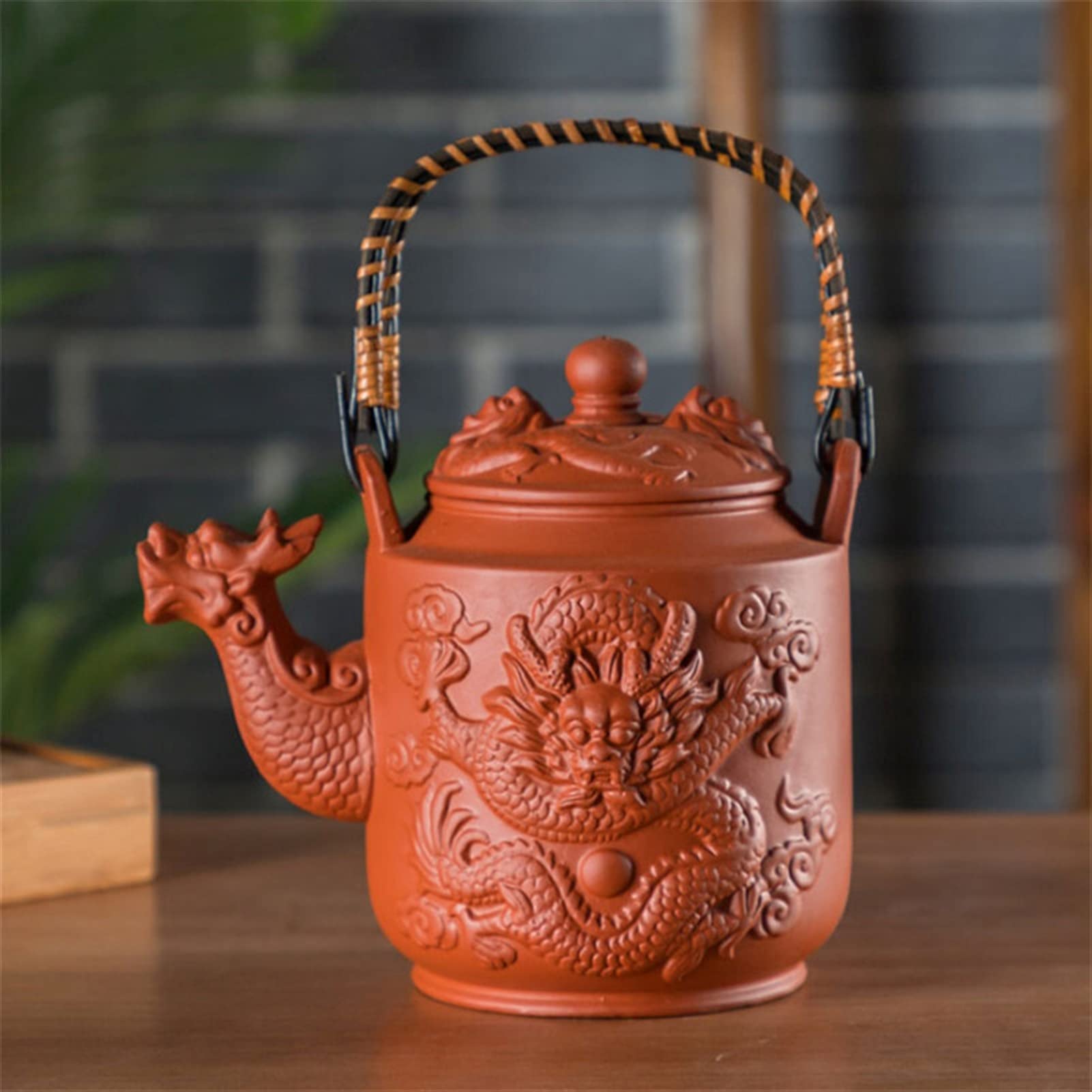 Teiera Classica Teiera Fatta A Mano Argilla Viola Drago Bollitore per Il tè con Manico Portatile Creativo Grande capacità Puer Bollitore Kung Fu Bicchieri Bollitore per Il tè Teter