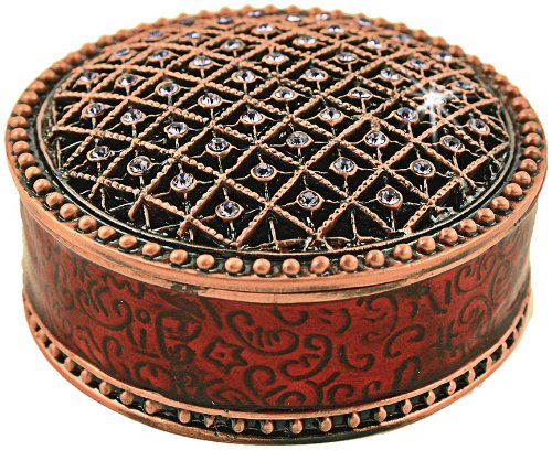Objet D'Art Release #208 "Charme" Traditional Filigree Antiqued Handmade Jeweled Enameled Metal Trinket Box