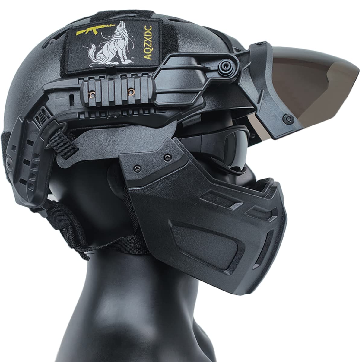Casco Airsoft con maschera tattica e visiera, set di caschi militari spessi 5 mm, per BB Sport CQB CS Game Cosplay