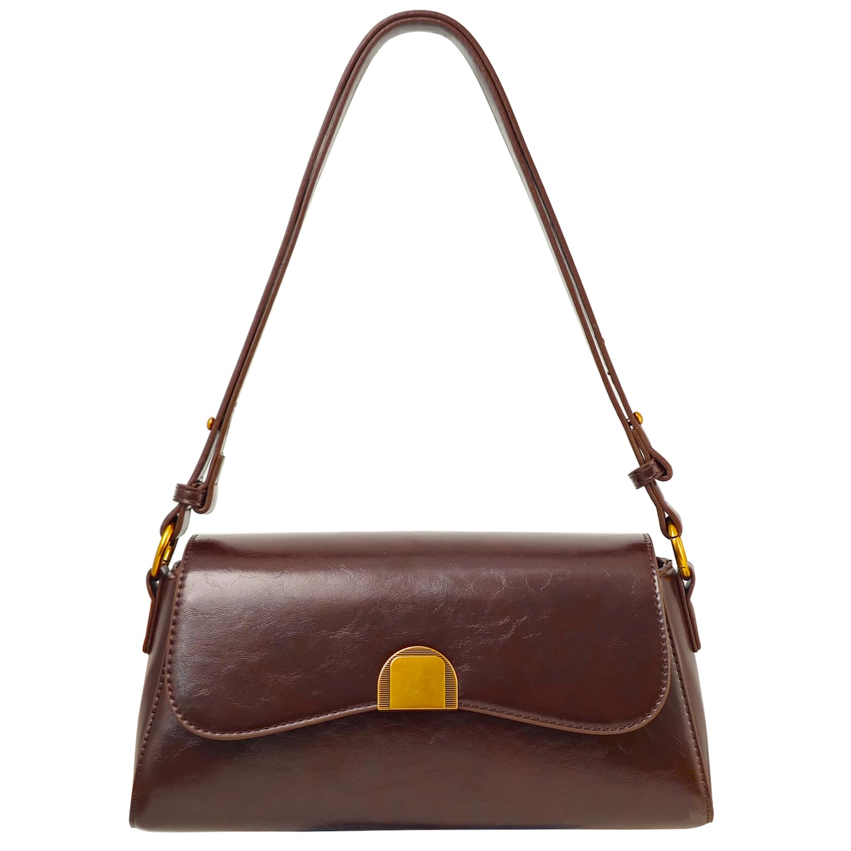 HILELIFE Shoulder Bag for Women - PU Leather Purse Brown Shoulder Bags for Women Small Crossbody Bag with Adjustable Strap, Stylish Handbag