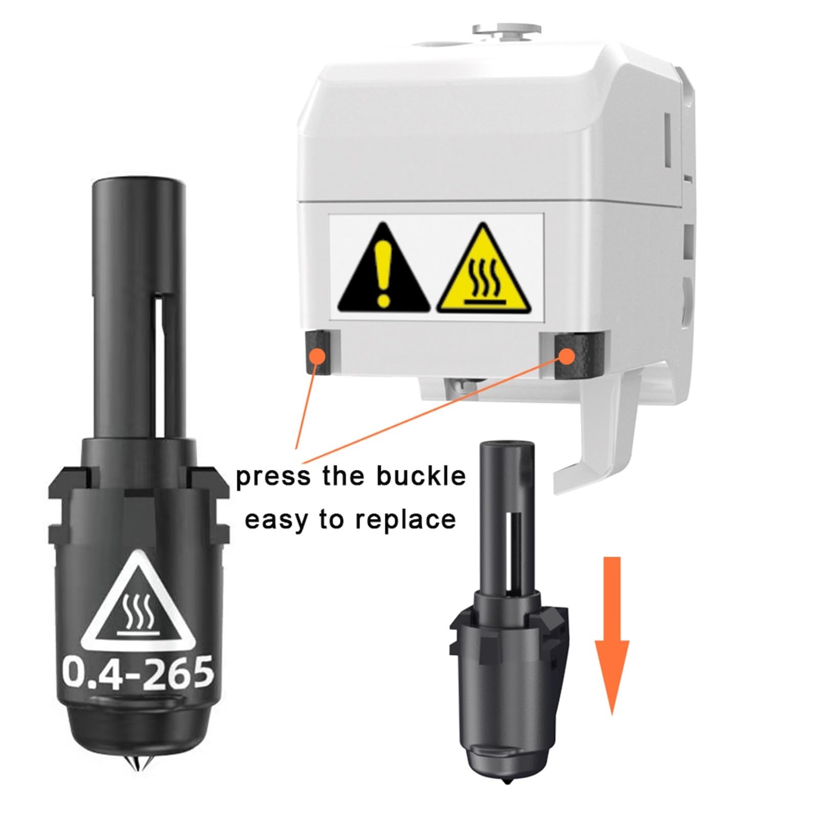 3D-Drucker-Düsenbaugruppe 0,4 mm 0,6 mm, hohe Temperatur 265 ℃, kompatibel mit Flashforge Adventurer 3/4 Serie (AD3/ AD4/AD3 Lite)(High Temp 0.6mm)