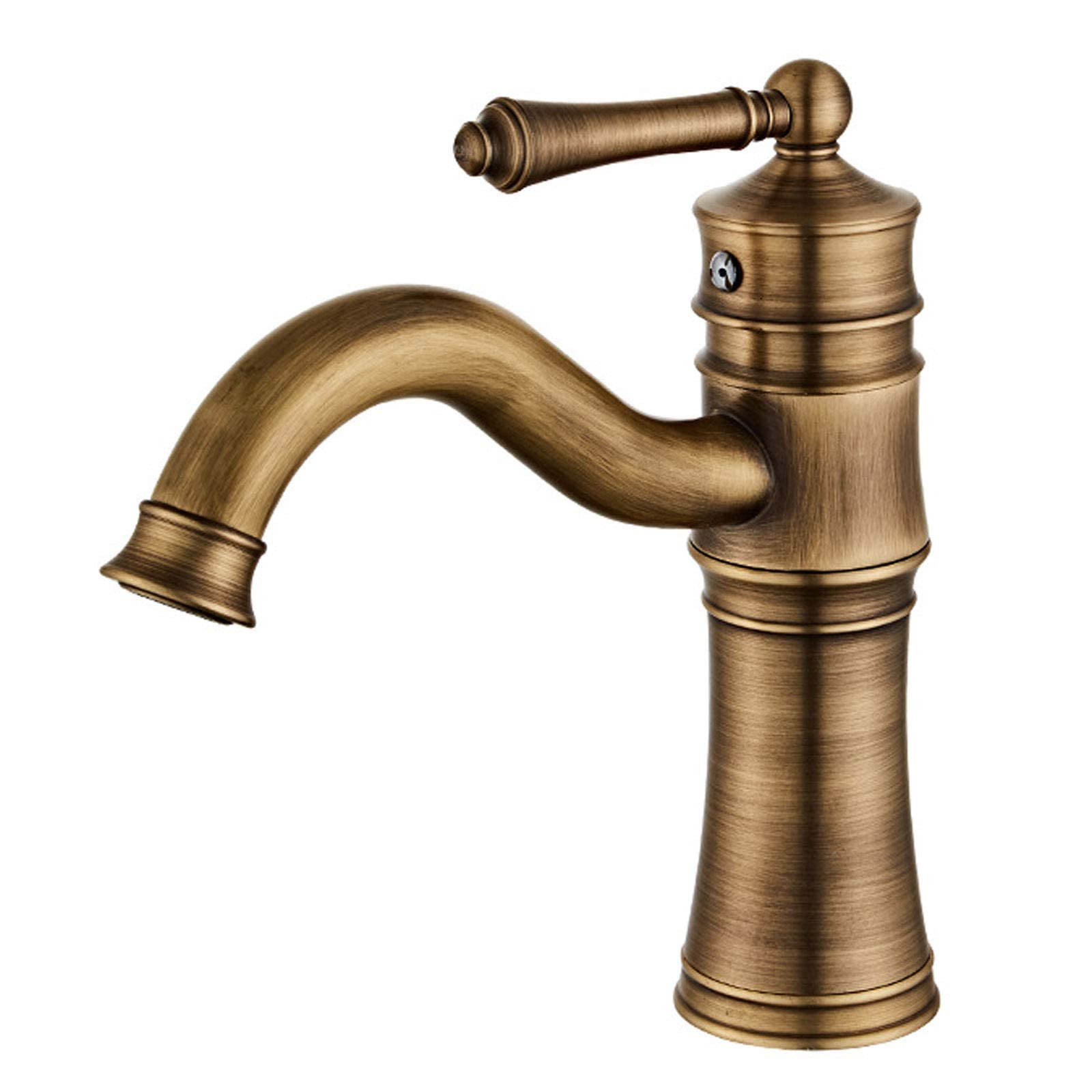 Grifo de lavabo retro en latón cepillado monomando para agua fría y caliente
